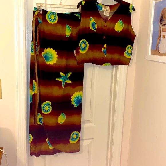 Coconut Pier Top & Wrap Skirt Set  Sz M ,Crop Top & Sarong Skirt NWOT - Picture 2 of 13